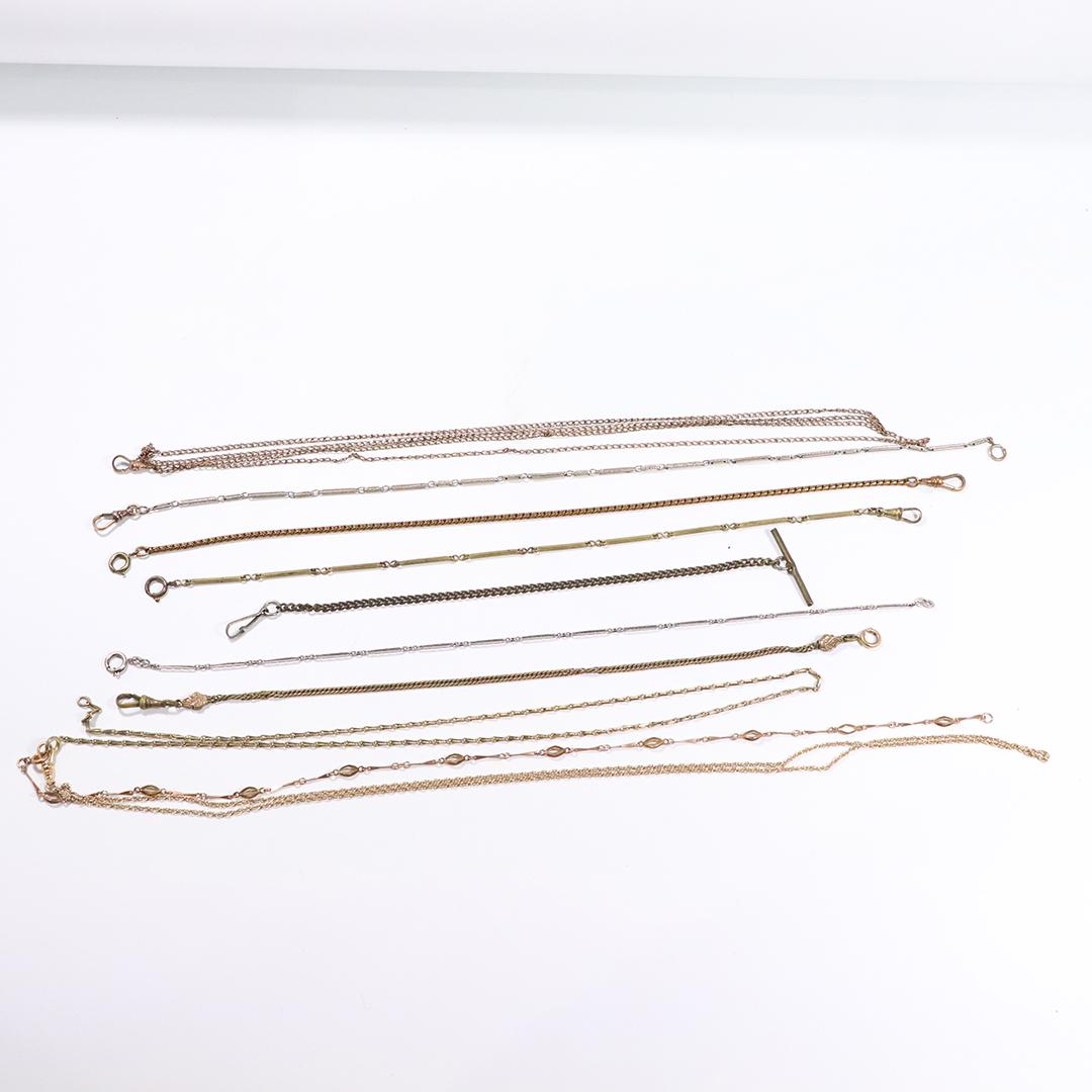 10 Assorted Vintage Watch Fob Chains, Gold Filled, Etc (1 of 9)