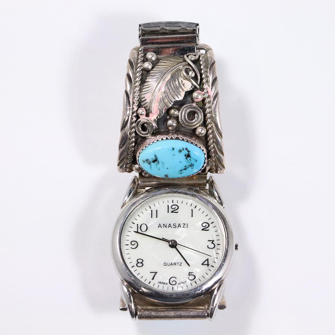 Anasazi Sterling Silver with Turquoise Wristwatch (1 of 6)