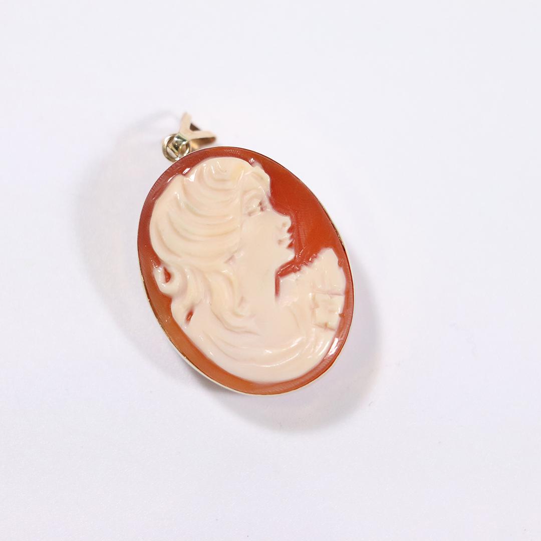 14 K Yellow Gold Mounted Double Sided Cameo Pendant (1 of 4)