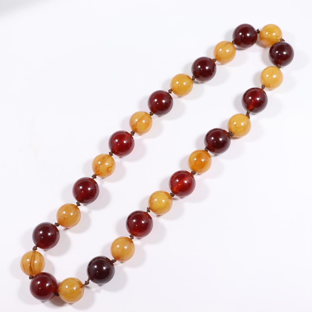 Vintage Amber Round Beaded Necklace 2- Color (1 of 3)