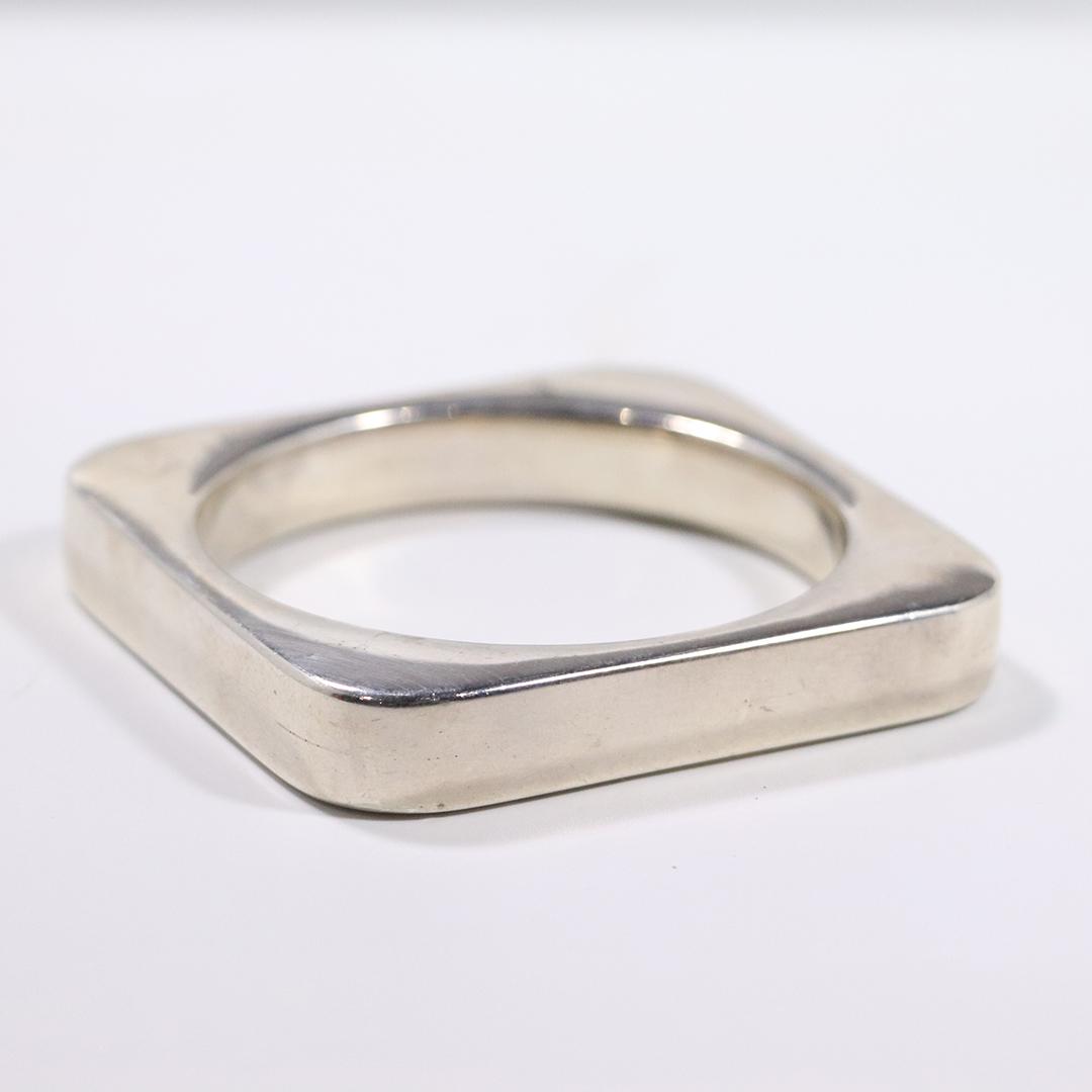 Sterling Silver Mid-Century Square Bangle Bracelet (1 of 4)