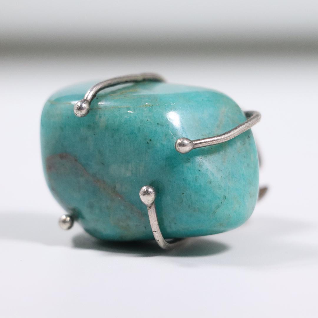 Native American Sterling Ring Large Natural Turquoise (1 of 3)