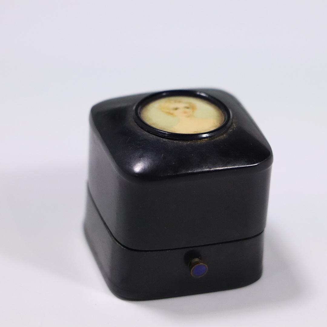 Black Lacquer Ring Box Miniature Portrait Painting (1 of 4)