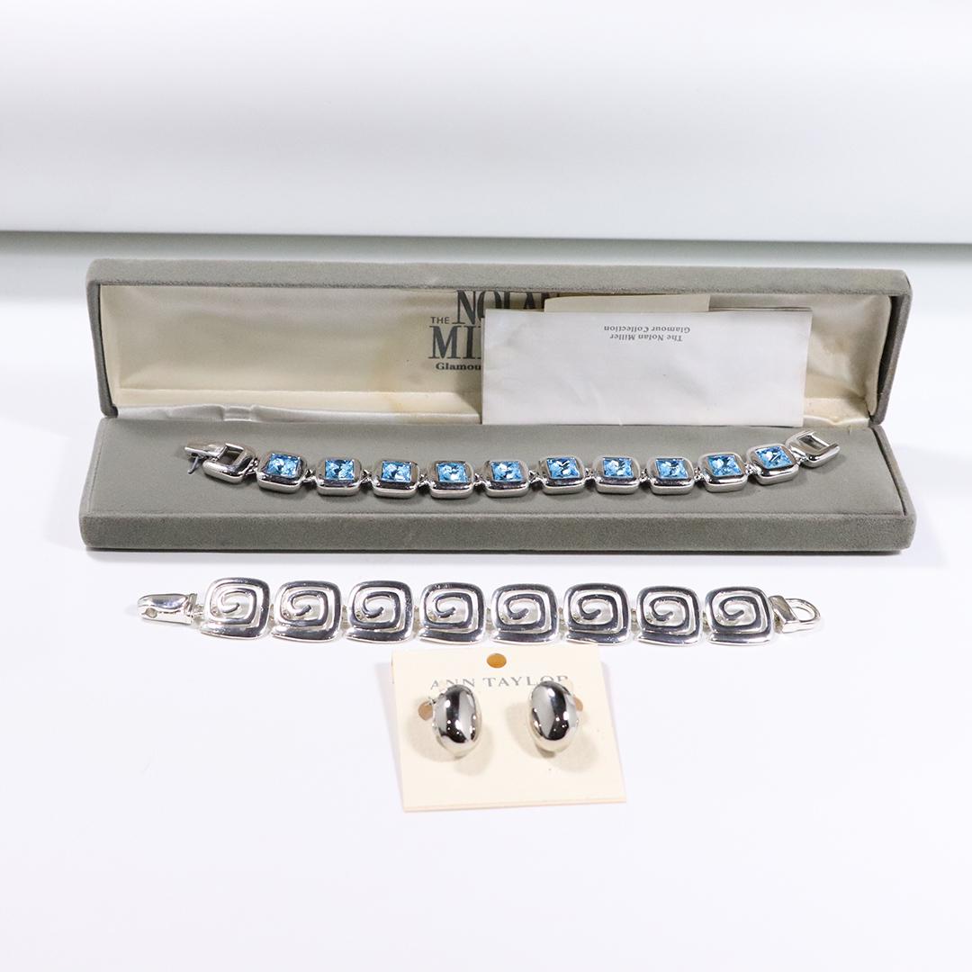 Nolan Miller Blue Topaz Bracelet & Ann Taylor Earrings, (1 of 6)