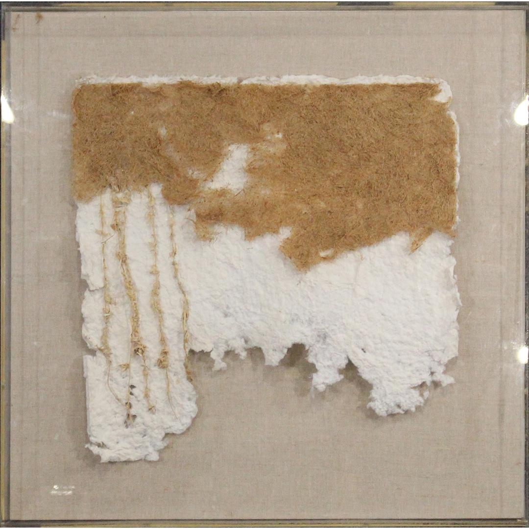 Mid-Century Paper Sculpture in Lucite Shadow Box Frame: Mid-Century Paper Sculpture in Lucite Shadow Box Frame. size: 27 x 27
