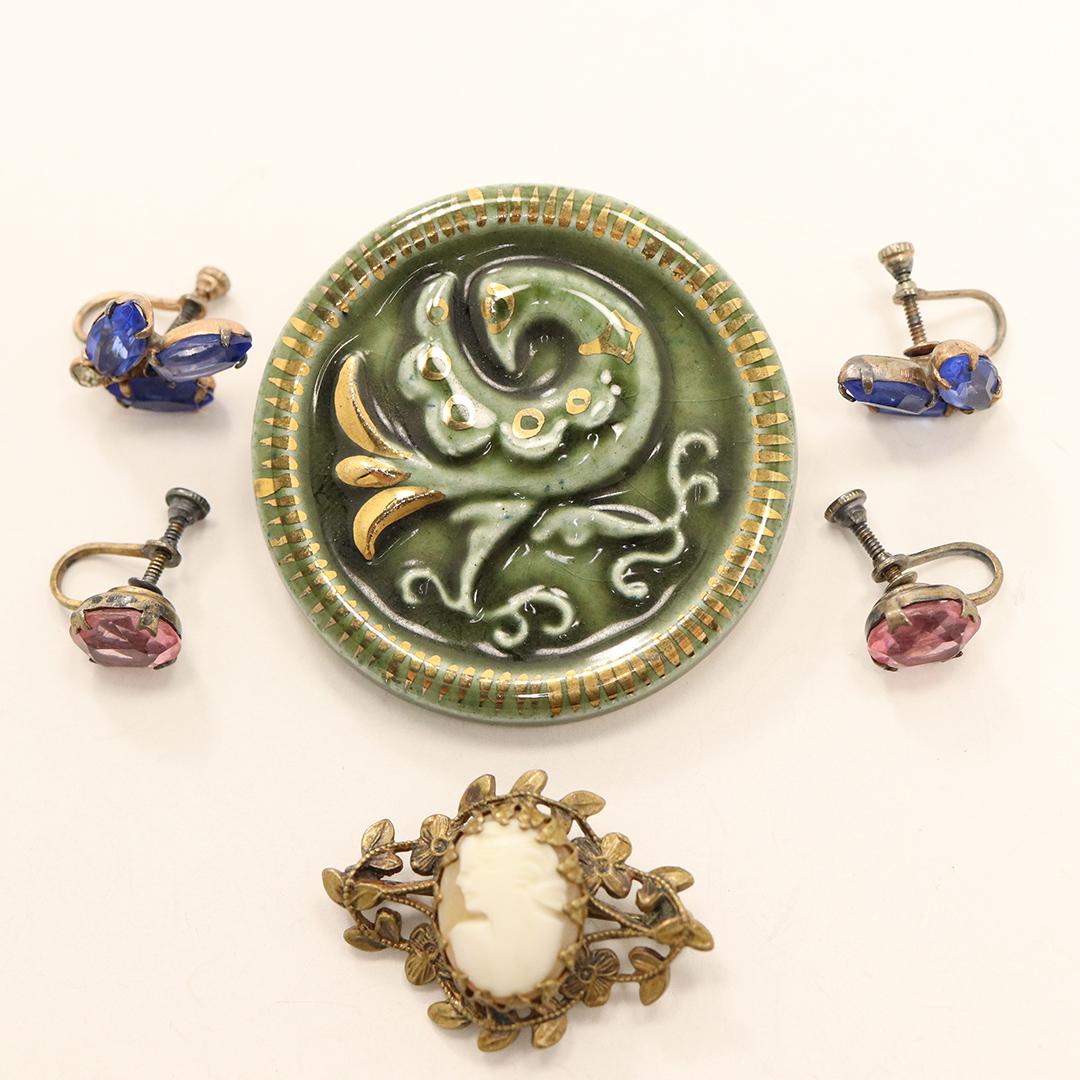 6 Pc. Assorted: 2 Sterling Earrings Blue, Pink, 2 Pins (1 of 8)