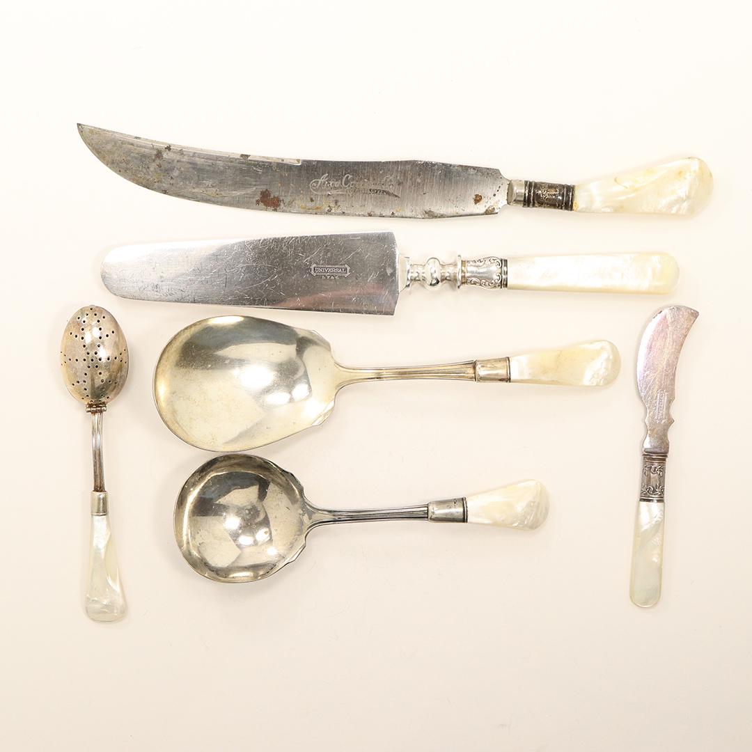 [6] Six Assorted Sterling & MOP Handles Serving Pieces (1 of 7)
