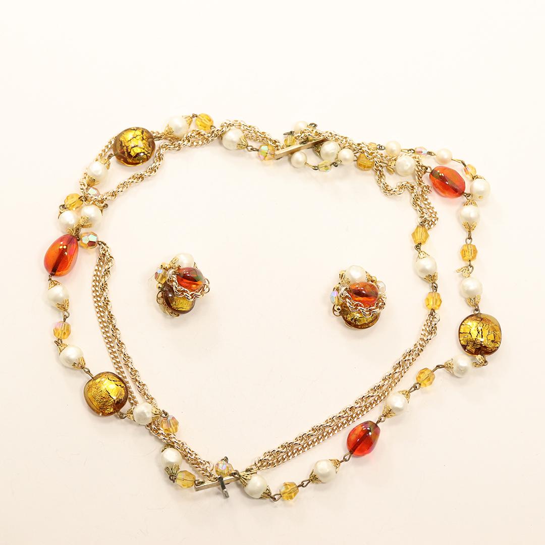 3 Piece Vintage Murano Necklace and Earrings Set (1 of 7)
