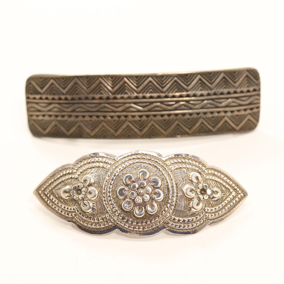 [2] Two Fancy Sterling Silver Hair Barretts (1 of 6)