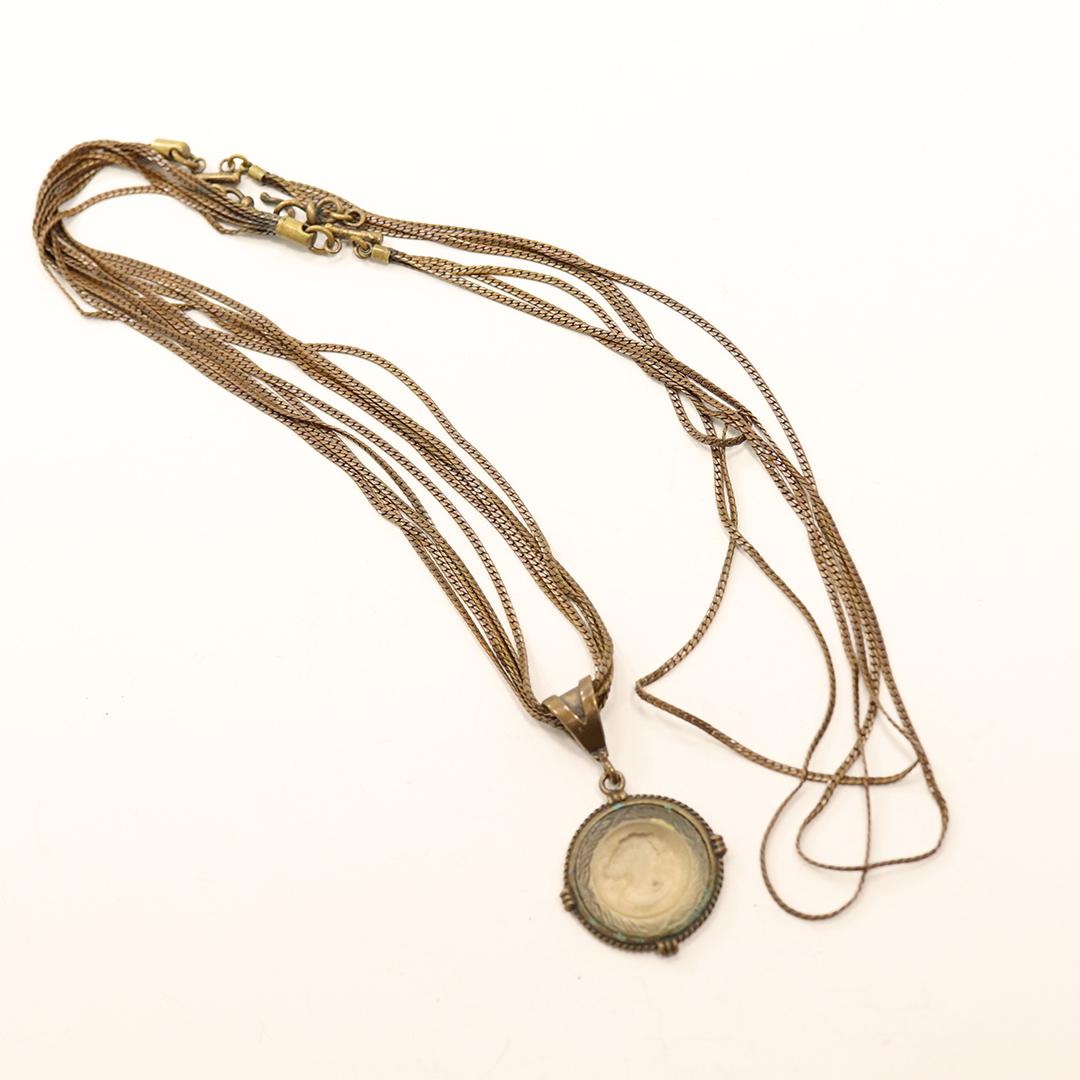 Edwardian Intaglio Cut Crystal Cameo Pendant Necklace (1 of 6)