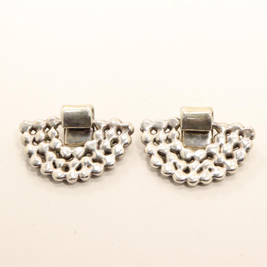 .925 Sterling Silver Large Mid-Century Modern Earrings (1 of 6)