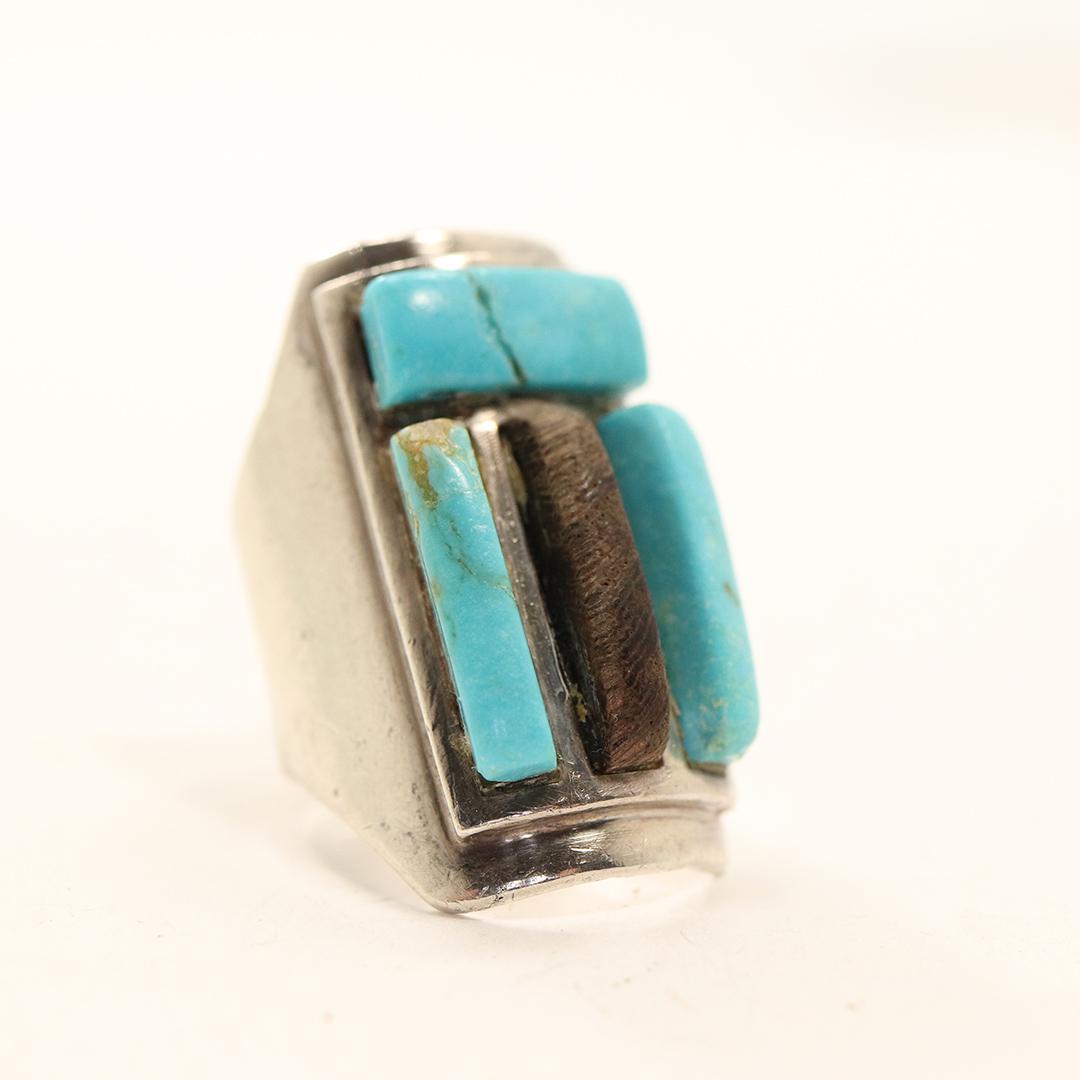 C Thunderfoot Sterling & Turquoise Native American Ring (1 of 6)