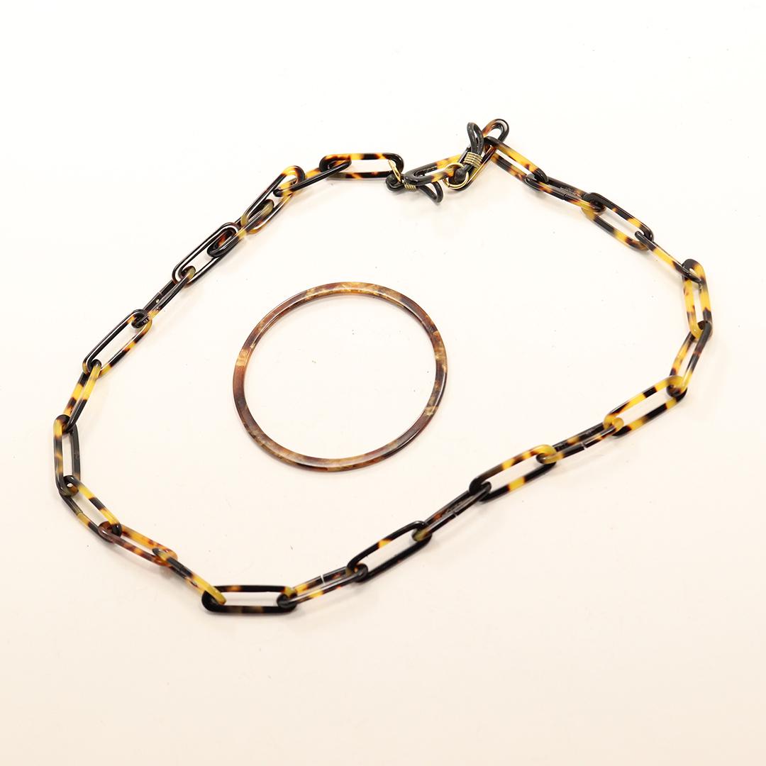 2 Pcs. Tortoise Shell Eyeglass Chain & Bangle Bracelet (1 of 4)