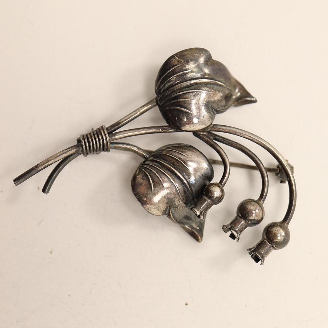 Denmark, E. Dragst, Sterling Silver Flower Brooch (1 of 6)