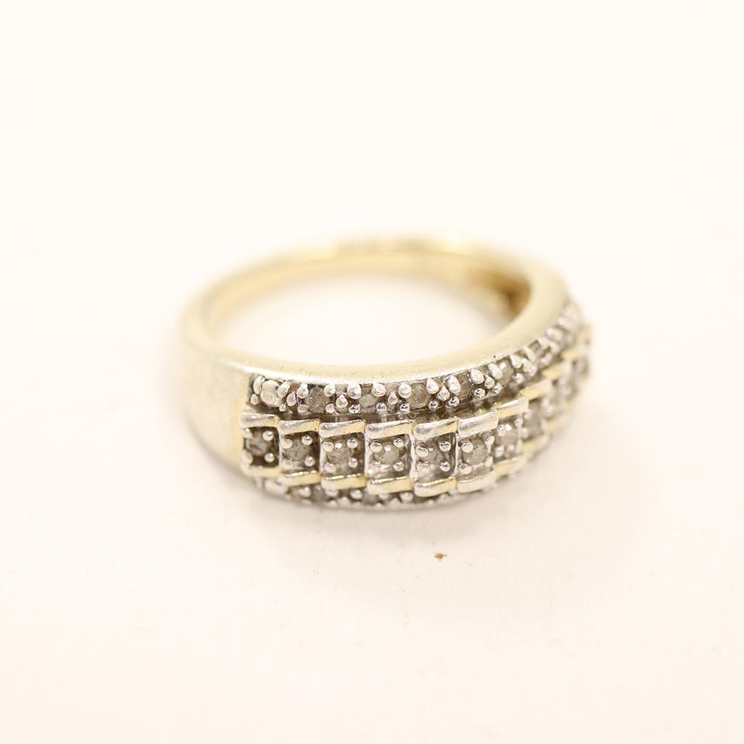 .925 Sterling Silver Ring with 3 Rows of Diamonds (1 of 4)