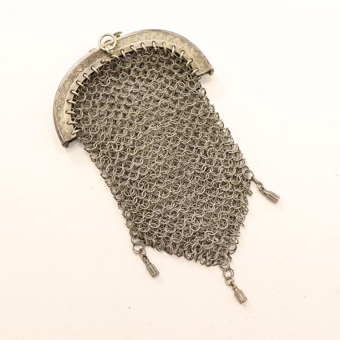Sterling Silver Victorian Mesh Chain Link Purse (1 of 5)