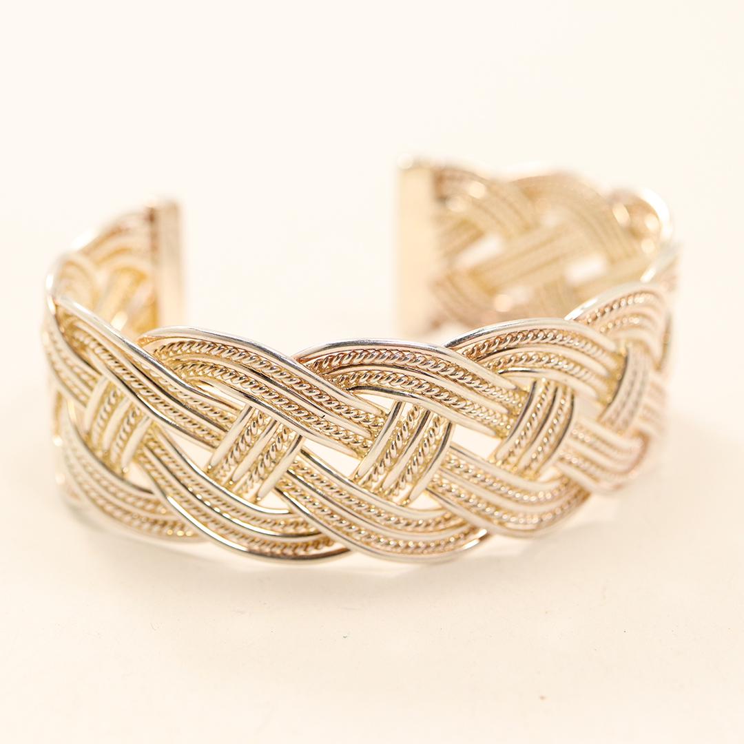 TIFFANY & CO .925 Sterling Silver Braid Cuff Bracelet (1 of 4)