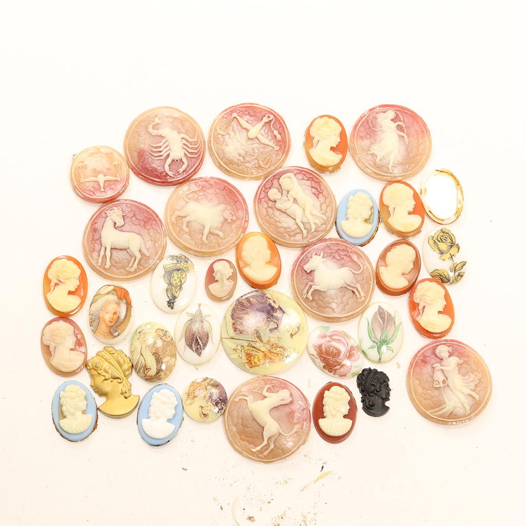 Group Lot of Assorted Cameos, Zodiac Discs, Decoration (1 of 10)