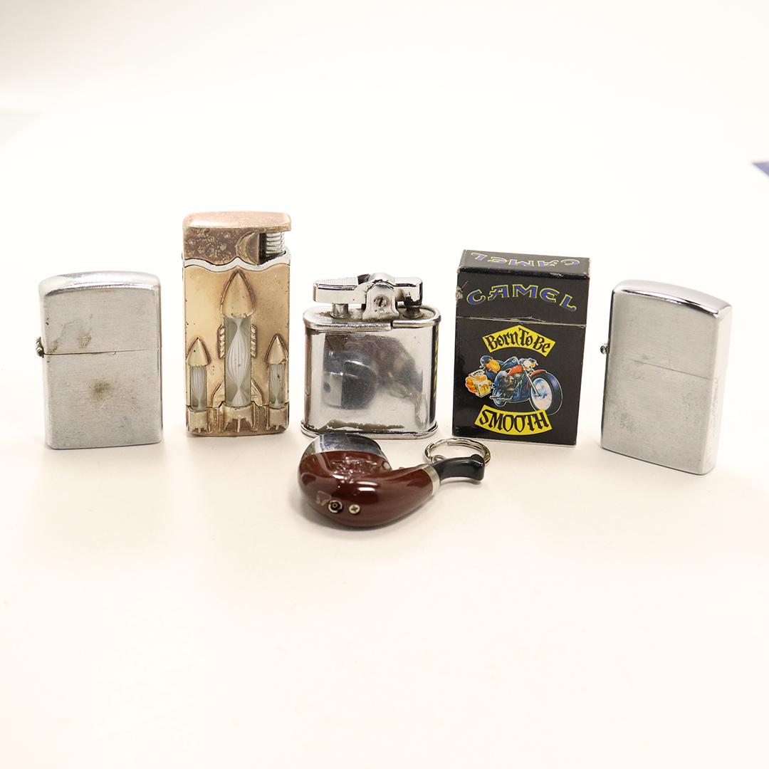 [6] Vintage Cigarette Lighters Including Rocket Ships, (1 of 7)