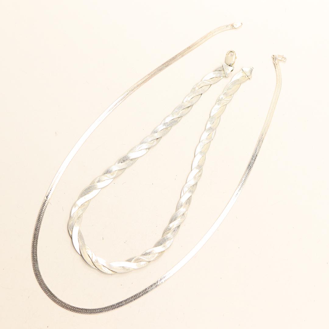 [2] Two  .925 Sterling Silver Herringbone Necklaces (1 of 5)