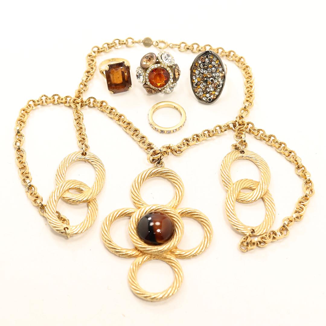 Costume Gold Tone Necklace and 4 Costume Rings (1 of 11)