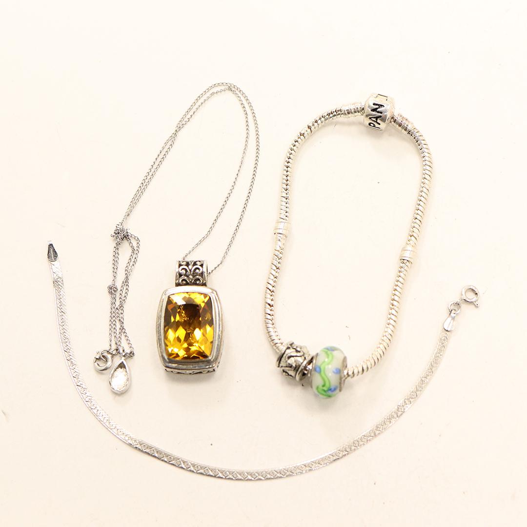 3 .925 Sterling Citrine Pendant Necklace, Pandora Brace (1 of 9)