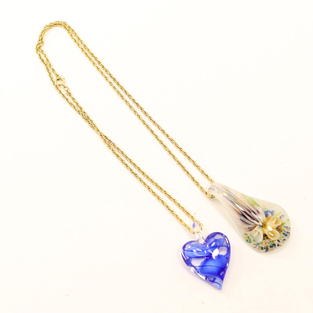 2 Murano Art Glass Pendants on Necklace Chain (1 of 6)