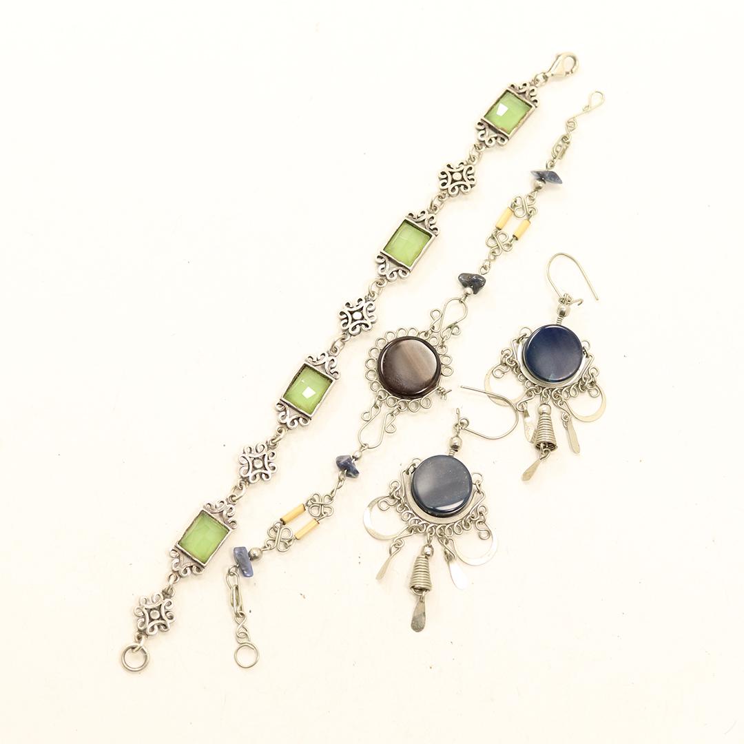 [3] Sterling 2 Bracelets and Blue Stones Earrings (1 of 7)