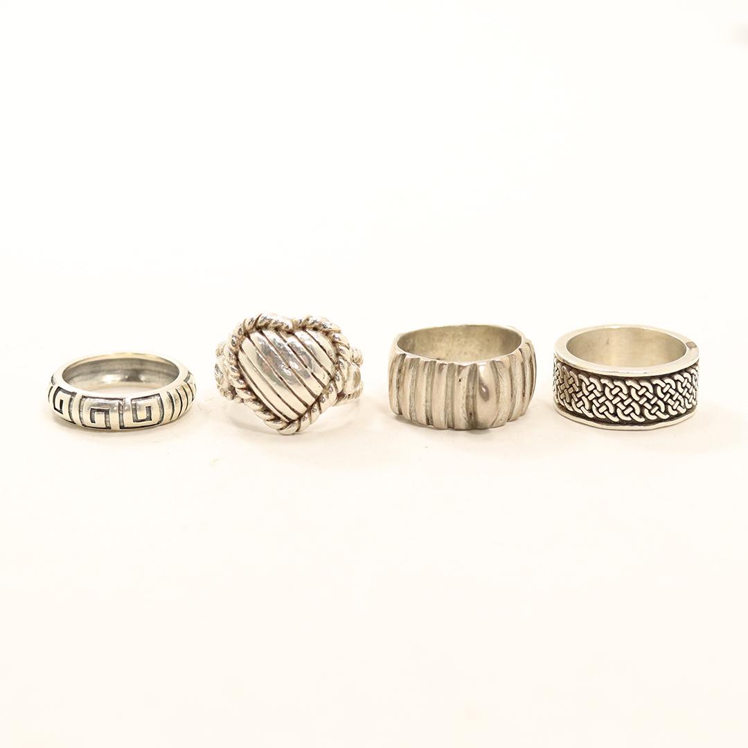 [4] Four Assorted Sterling Silver Rings All Size 6 (1 of 7)