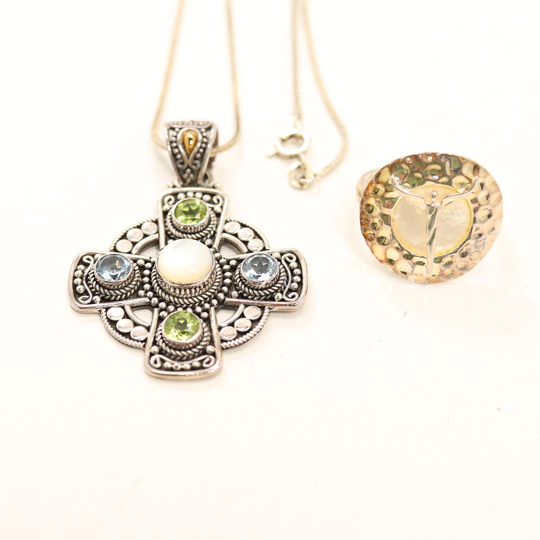 Sterling Celtic Cross Pendant Necklace & Sterling Ring (1 of 9)