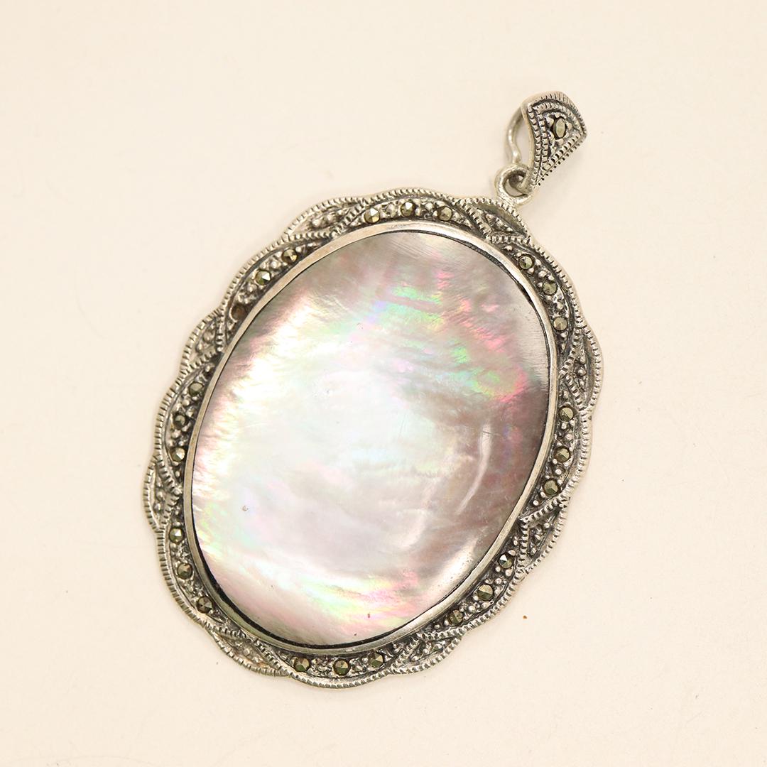 .925 Sterling Silver Large Abalone Pendant (1 of 6)