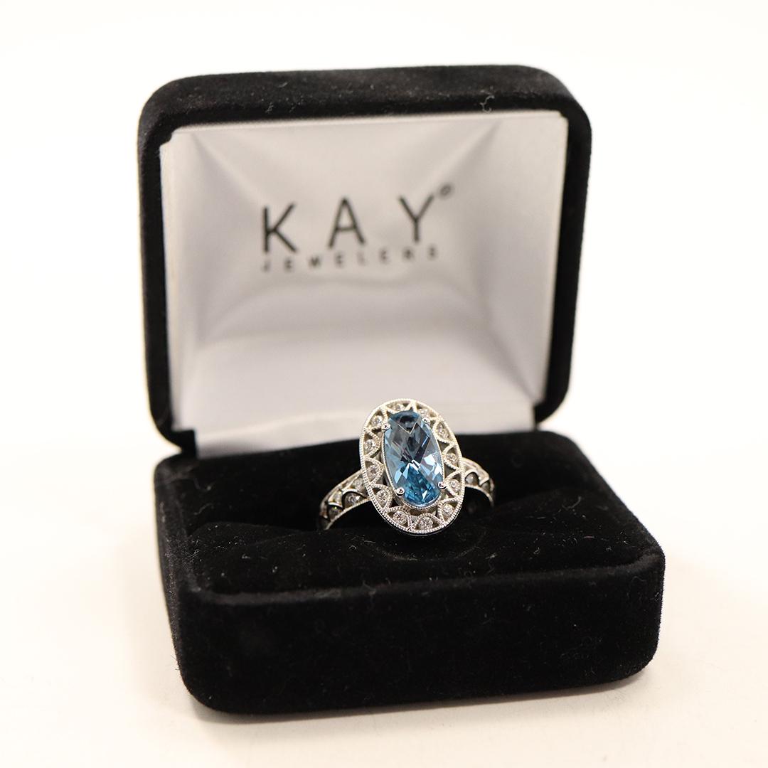 .925 Sterling Silver CZ and Blue Topaz Ring Size 7.5 (1 of 6)