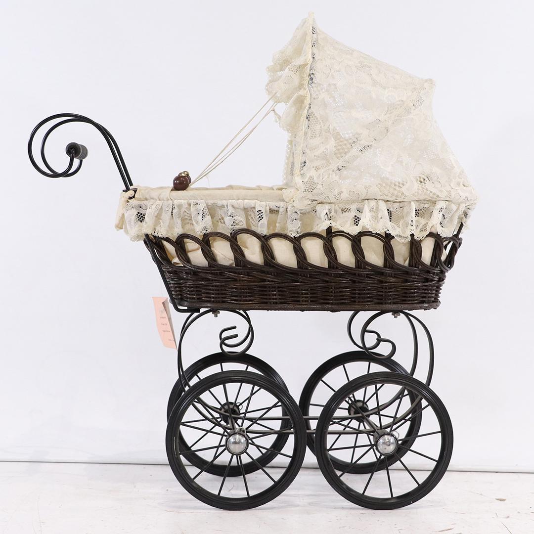 Spiel and Korbwaren Doll's Wicker Stroller with Bonnet (1 of 9)