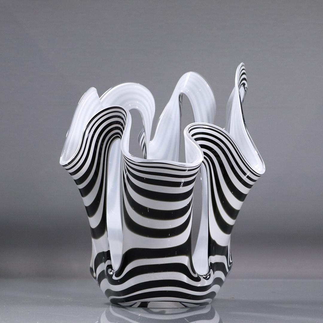 Black and White Pop Art Wavey Glass Handkerchief Vase (1 of 6)