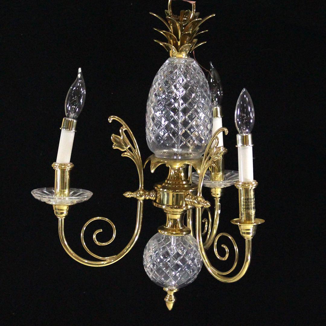 Hollywood Regency Brass & Cut Glass Pineapple Sconce (1 of 7)