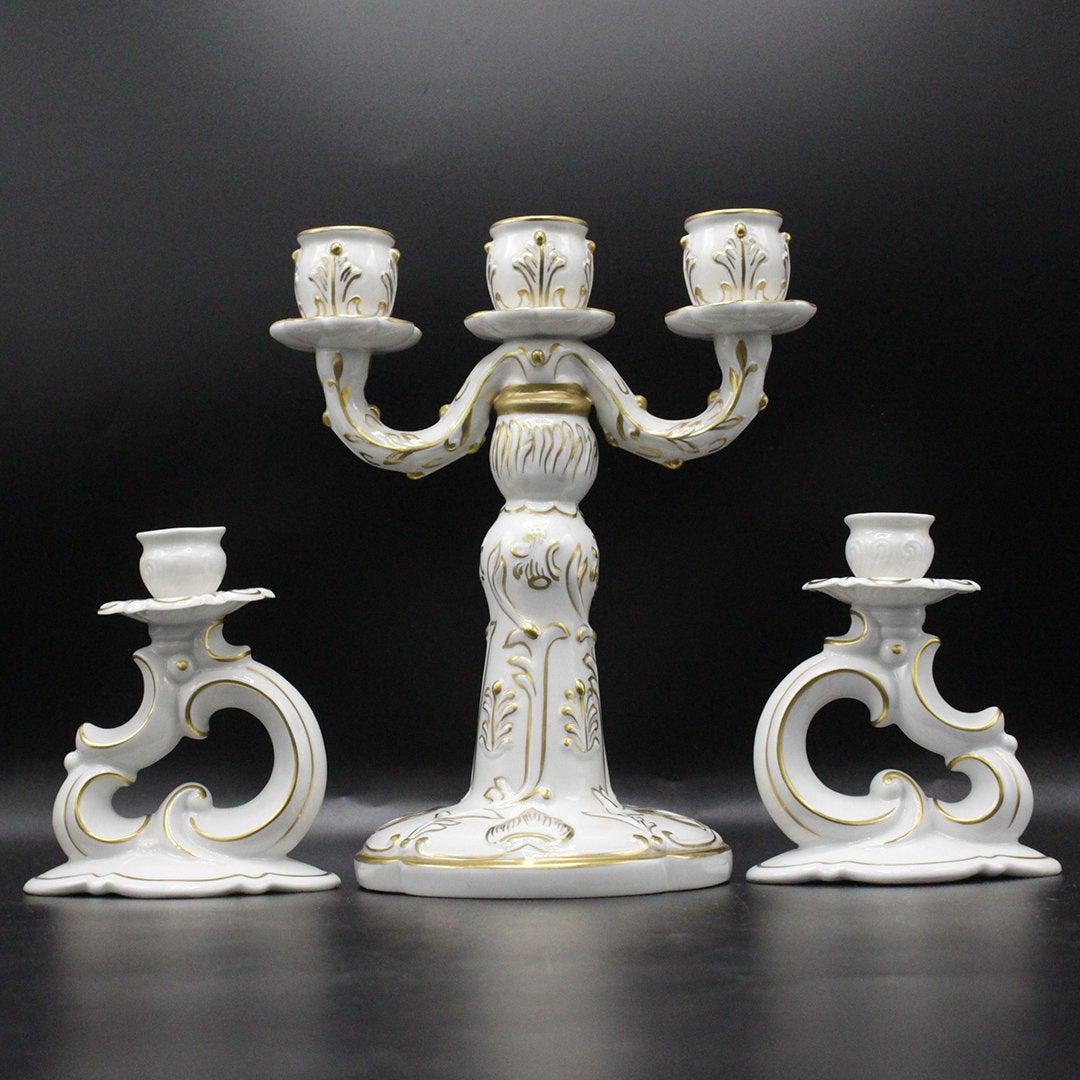 Royal Dux Bavaria Germany 3-Pc Porcelain Candelabra Set (1 of 10)