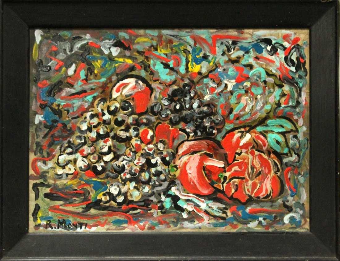 R MONTI Mid-Century STILL LIFE ABSTRACT GRAPES & FRUIT (1 of 4)