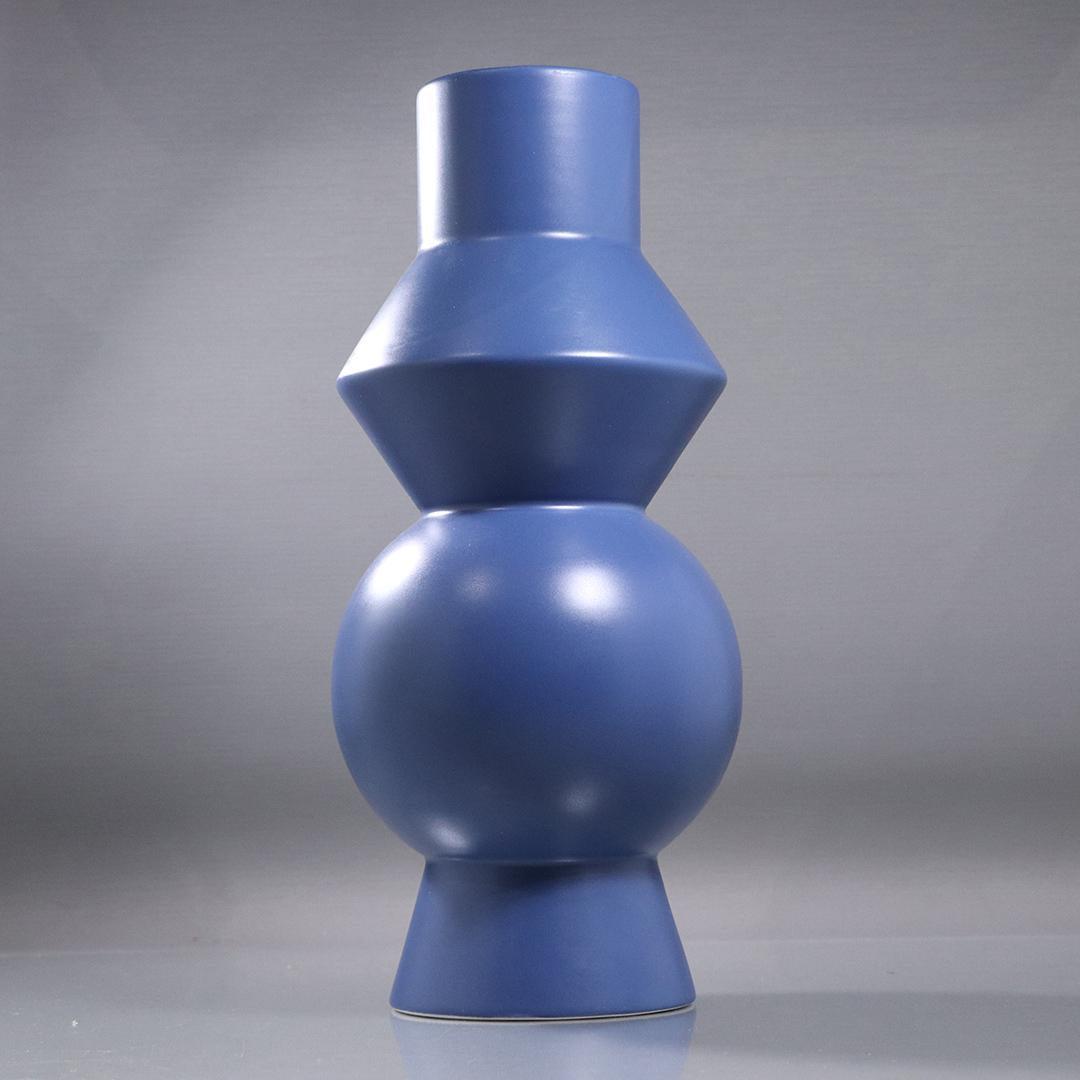 Modern Design Geometric Blue Ceramic Vase (1 of 5)