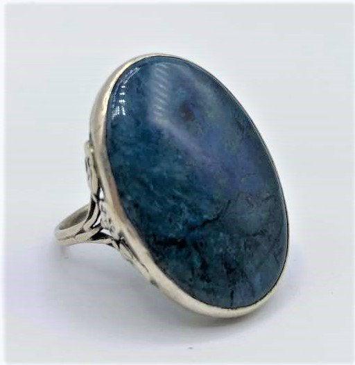 Sterling Silver Ring Large Blue Turquoise Stone (1 of 6)