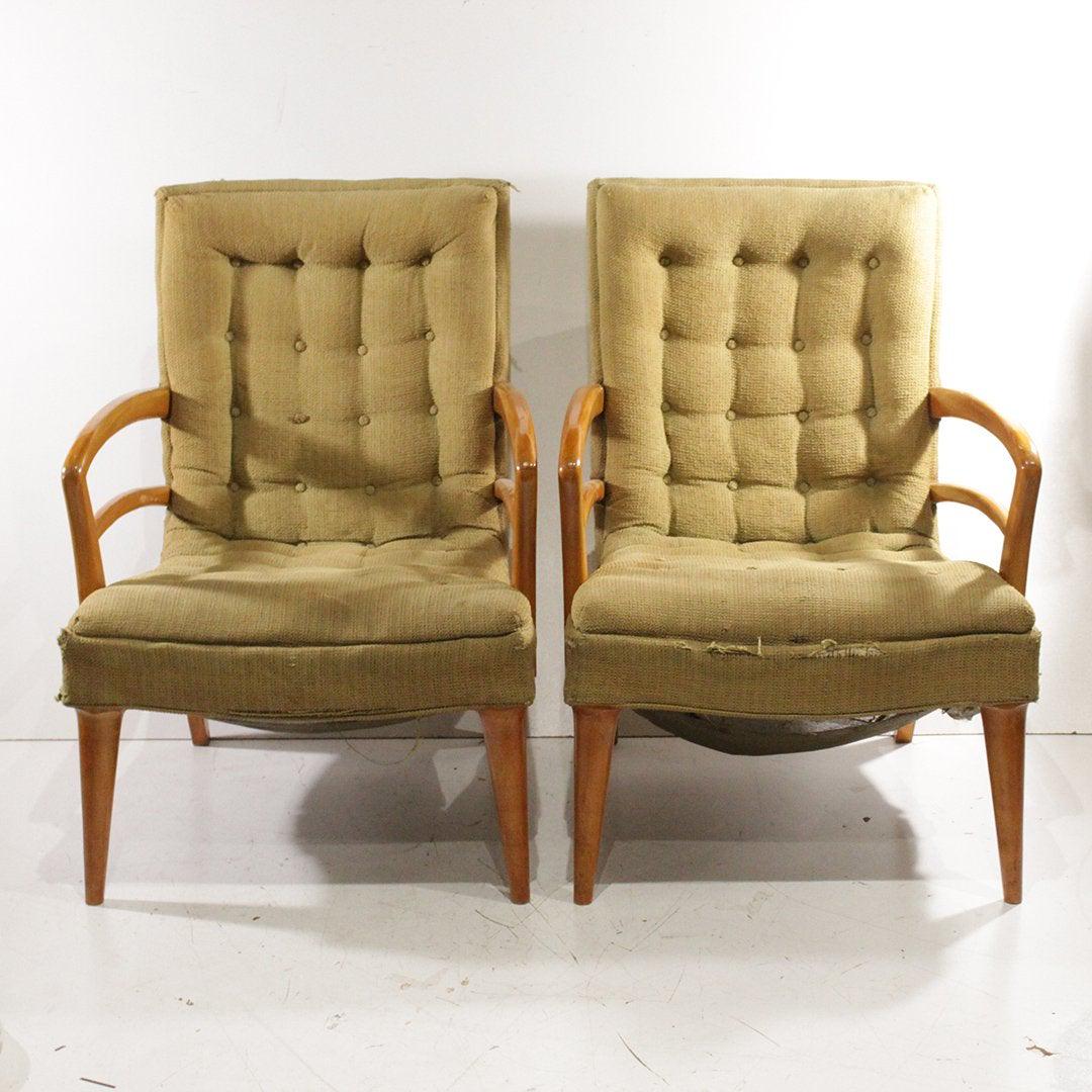 Pair Mid-century Modern Blond Stylish Lounge Chairs (1 of 10)