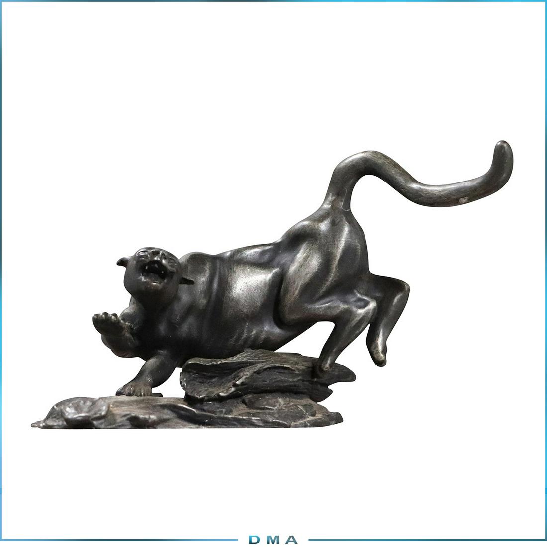 Ralph Berg 1940-1991 Bronze Mountain Lion Sculpture: Ralph Berg 1940-1991 Bronze Mountain Lion Sculpture mounted on rock marble base,. Signed: R Berg. Listed American Artist. size: 4 in. h x 6 in. w ASKart: Ralph "Tuffy" Berg, Jr. (1940 - 1991) was acti