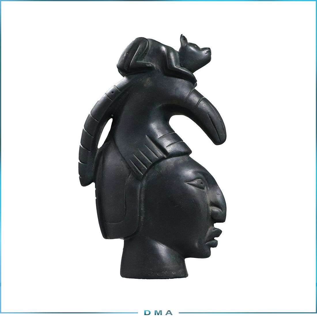 Bronze Aztec Mayan Head Sculpture: Bronze Aztec Mayan Head Sculpture. Good bronze patina finish. Vintage. size: 10.5 in. h x 6 in. w