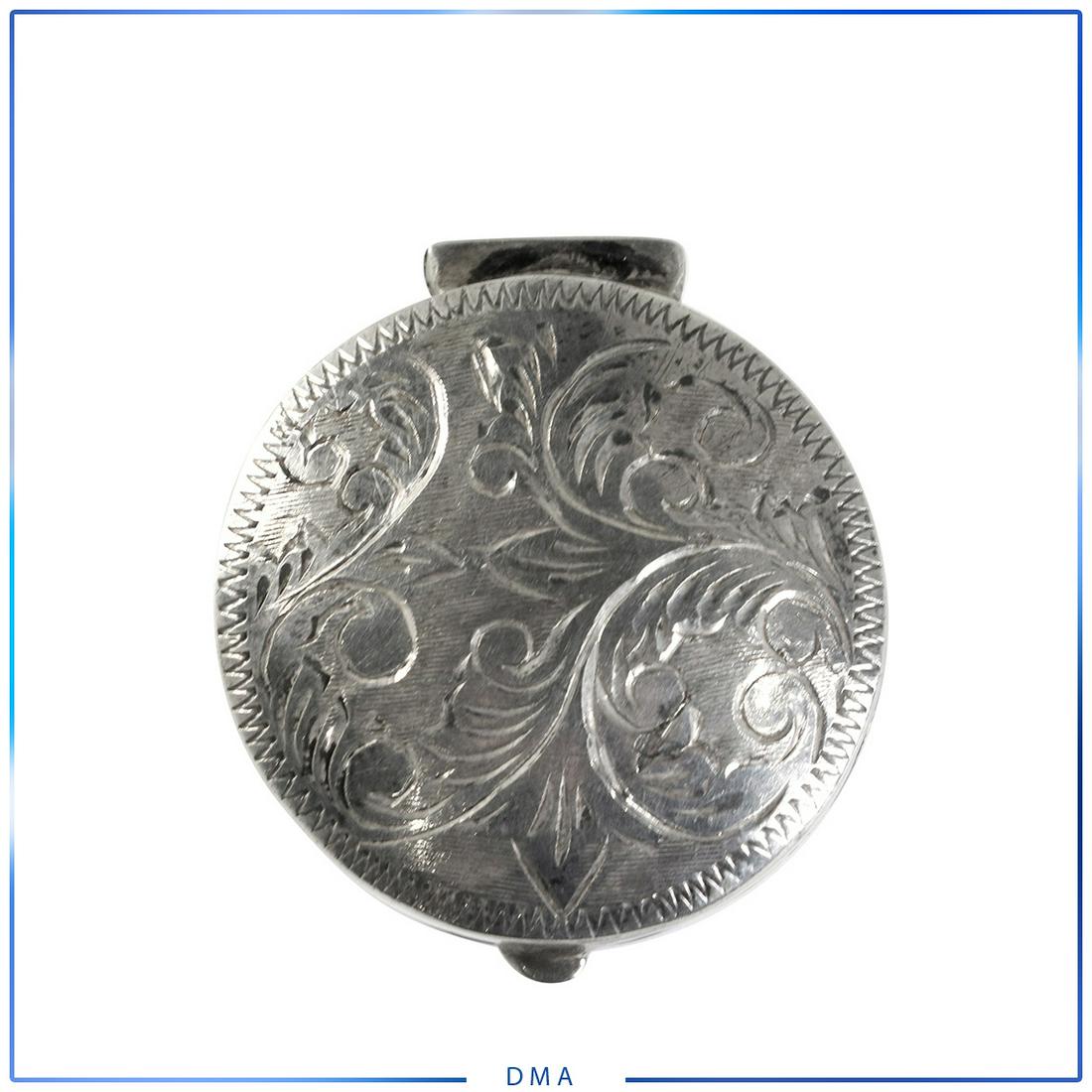 Sterling Silver Pill / Trinket Box: Sterling Silver Pill / Trinket Box. Marked: Sterling. Size: 1.25 in. diameter