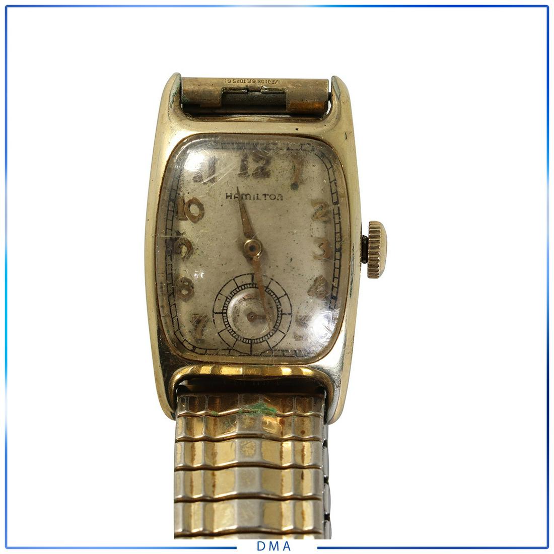 Hamilton 14K GF Men's Wristwatch with 10K GF Band: Hamilton 14K GF Men's Wristwatch with 10K GF Band. Watch marked: 14K GF, band marked: 10K GF