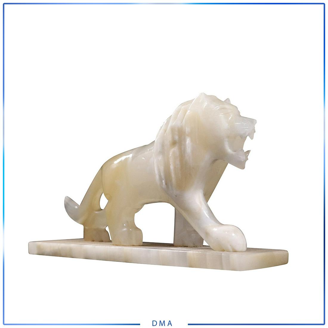 White Lion Carved Alabaster Figure: White Lion Carved Alabaster Figure. size: 5 in. h x 8.75 in. Length
