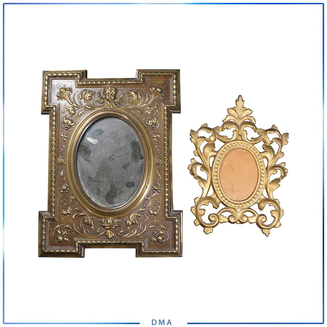 [2] Victorian Rococo Picture Frames, Brass & Cast Iron: [2] Victorian Rococo Picture Frames, Brass & Cast Iron. size: 3.75x2.75 inside 8x6 outside, 5.5x3.5 inside 11.25x8.25 outside