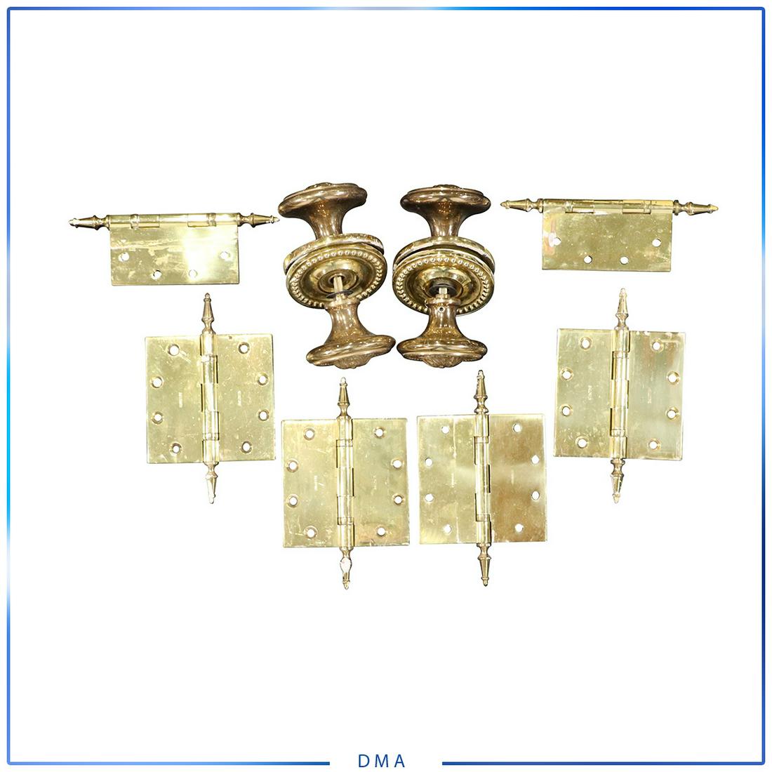 Baldwin 6 Brass Door Hinges, 2 Sets Door Knobs Hardware: Baldwin 6 Brass Door Hinges, 2 Sets Door Knobs Hardware. size: 7.5x4.5 hinges, 6.5x3.5 knobs, 1.25L screws