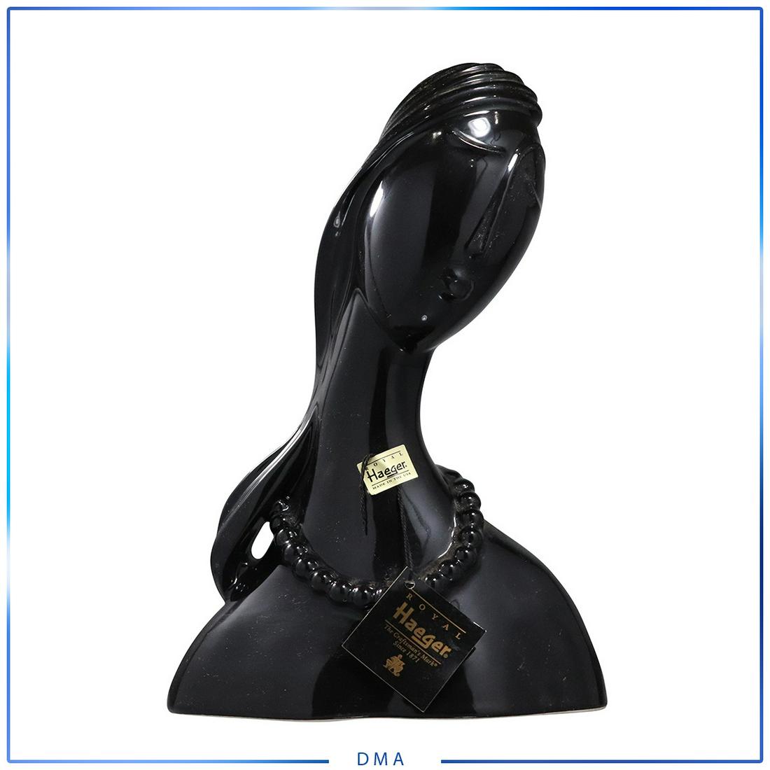 Royal Haeger Black Ceramic Lady's Head after Modigliani: Royal Haeger Black Ceramic Lady's Head after Modigliani. Original Royal Haeger tag and label. size: 14 in. h x 9.25 in. w