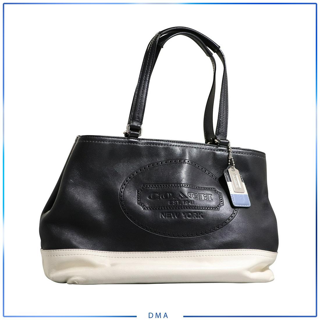 Coach New York Black and White Handbag - Clean: Coach New York Black and White Handbag - Clean. size: 9h x 15w