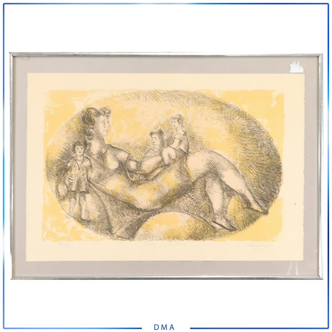 Chaim Gross 1975 "Happy Mother" #44/75 Lithograph: Chaim Gross 1975 "Happy Mother" #44/75 Lithograph. Pencil signed, titled and numbered. Original framing. Well listed Jewish Artist. size: 15x22.5 image, 18.25x25.25 outside frame. ASKart: Chaim Gross 